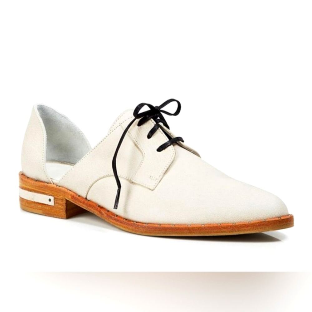 FREDA SALVADOR Woman Wit D'Orsay Oxford Vanilla Pebbled Leather Sz 8 NWOB $395